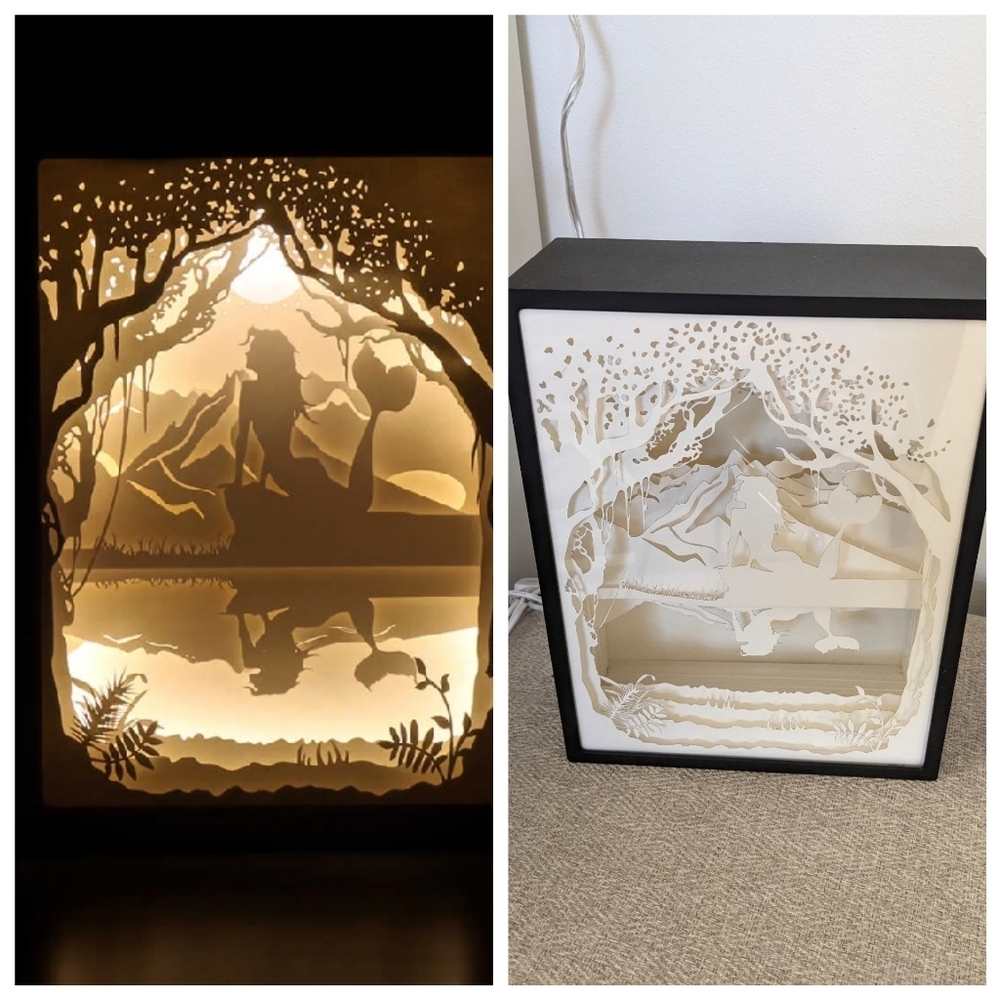 Creative 3D Paper Carving Lamp‎ Birthday Gift Papercut Light Box Night Light